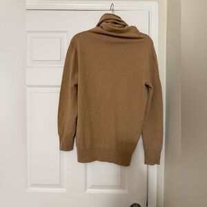 Joseph Cashmere Leather Patch High Neck Tunic Sweater